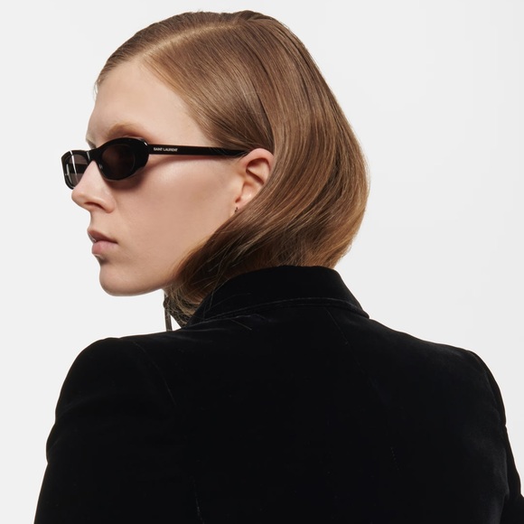 YSL SAINT LAURENT SL 557 BLACK CAT EYE OVAL SUNGLASSES - Picture 13 of 16